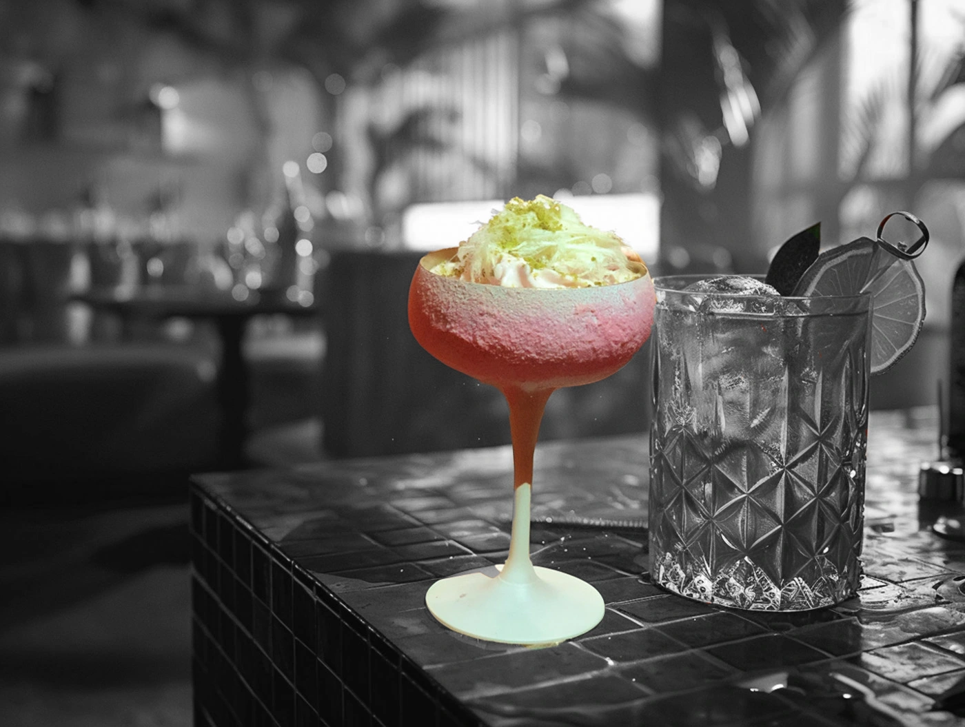 Flüssiges Dessert mit Pistazie